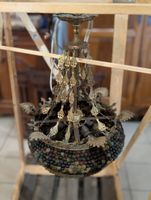 Lustre corbeille Art Nouveau structure en bronze doré et cor… (photo 5)