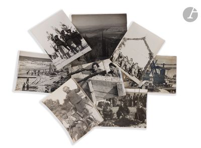 several old black and white photos of men and women in military uniforms