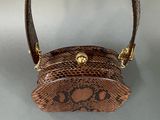 brown snake skin purse with gold hardware