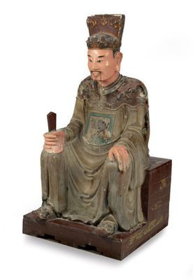 IMPORTANT DIGNITAIRE ou DIEU DU SUD en bois laqué et sculpté…