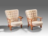 pair of danish lounge chairs in the manner of hans wegnel