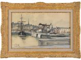 an image of a picture of a painting of a harbor scene