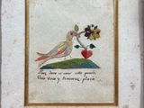 an image of a picture of a bird with a flower in it ' s beak