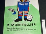 une affiche représentant un homme tenant un pot de peinture