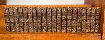 une étagère sur laquelle sont posés tout un tas de vieux livres