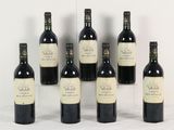 six bouteilles de vin sont alignées sur une table