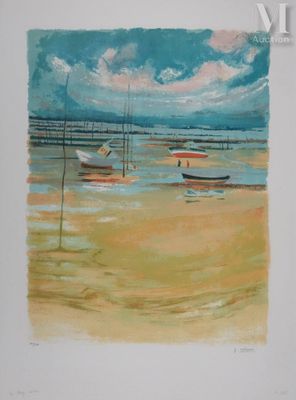 COLLOMB Paul (1921-2010) La plage océane