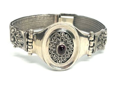 Bracelet rigide articulé argent à décor - Poinçon 925ml à ma…