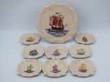 a plate with a picture of a ship on it