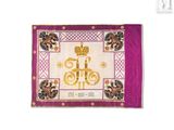 an image of a purple and gold banner with a crown on it