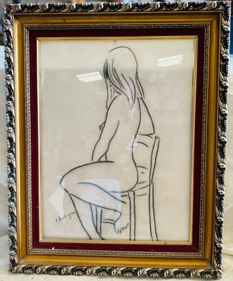 l'image d'un dessin représentant une femme assise sur une chaise