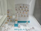 a display case with a lot of earrings on it