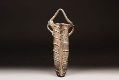 Unguentarium en verre soufflé irisé à double flacons annelés… - Photo 1