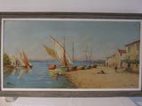 une image d'une peinture de bateaux sur l'eau