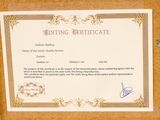 a picture of a certificate on a bulletin board