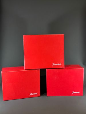 three red boxes are stacked on top of each other