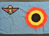 un drapeau sur lequel figurent un cercle rouge, jaune et bleu