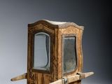 pair of antique wooden toothbrush holders with a mirror on top