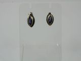 a close up of a pair of earrings on a clear stand