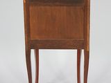 an image of a small wooden table with a marble top