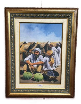 EL FOULA (Xxe), Toile représentant une scène de marché dans …