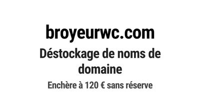 Nom de domaine broyeurwc.com. Catégorie: Construction et BTP…