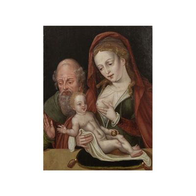 une image représentant un tableau où l'on voit un homme et une femme tenant un bébé dans leurs bras