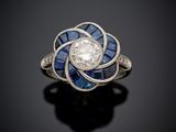 bague art déco en diamant et saphir