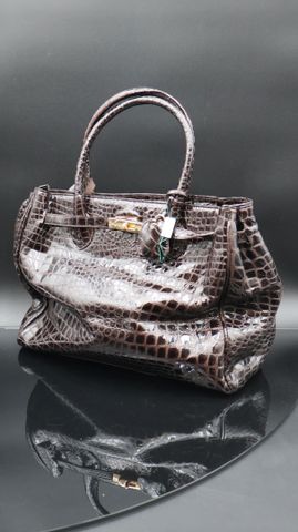 Francesco ROGANI - Sac en cuir havane façon crocodile. Neuf