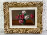 une peinture de fleurs dans un vase sur une table