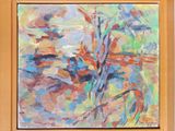 a painting of a painting of a tree in a wooden frame