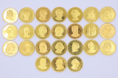 several gold coins are arranged in the shape of a heart