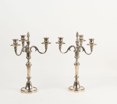 CHRYSALIA Paire de flambeaux à 3 bras de lumière en métal ar…