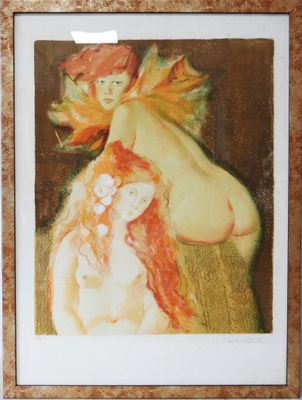 painting of a woman holding a child in her arms