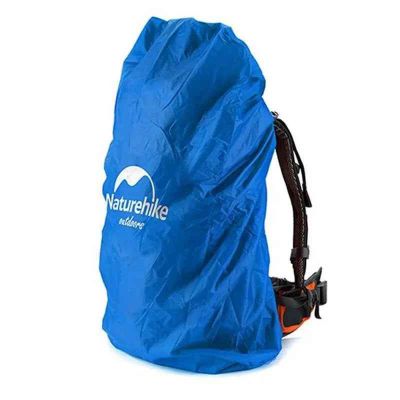 the backpack cover is blue and has a logo on it