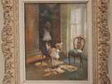 une image représentant un tableau où l'on voit une femme et un enfant dans un salon