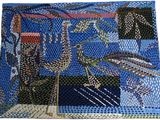 an image of a blue and black patchwork purse