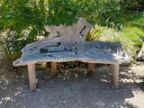 a bench that is sitting in the middle of the park