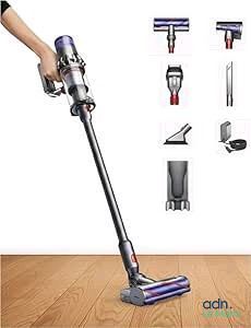 someone is using a cordless vacuum to clean a wooden floor