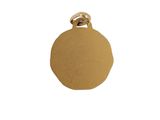 a gold plated disc charm with a small hole in the middle