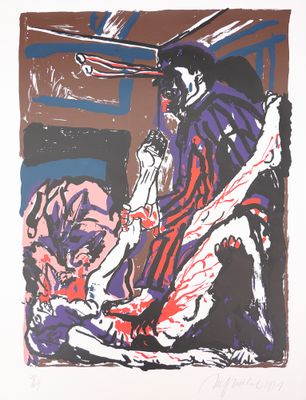 l'image d'un tableau représentant un homme et une femme assis sur un canapé