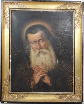 an old painting of a man with a long beard and a white beard