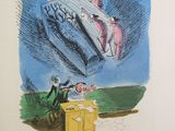 drawing of a man on a horse with a box in the foreground and a man on a horse with a box in the foreground