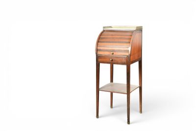 an image of a small wooden desk with a shelf underneath it