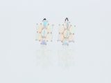Boucles d'oreilles à clous en oplite blanche, en or jaune 14 carats