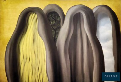 une image représentant un tableau montrant trois vases sur un fond jaune