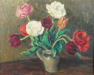 Léonard BORDES (1898-1969). Bouquet de fleurs.
