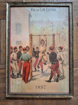 painting of a group of men in uniform hanging on a wall