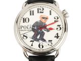 a close up of a wrist watch with a bear on it