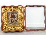 pair of antique wooden framed pictures of jesus and child
